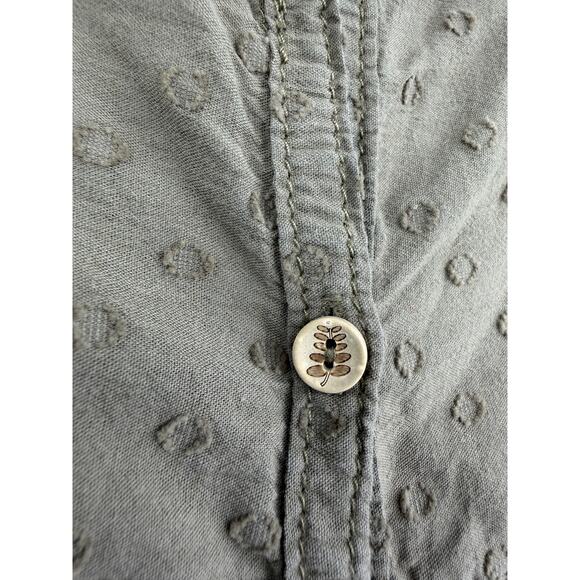 Pilcro Long Sleeve Mock Neck Swing Mini Dress Size L Rustic Olive Boho Eyelet - Picture 14 of 16